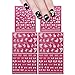 ALLYDREW Fingernail Stickers Nail Art Nail Stickers Self-Adhesive Nail Stickers 3D Nail Decals - Bows, Hearts & Flowers (3 Designs/6 Sheets)