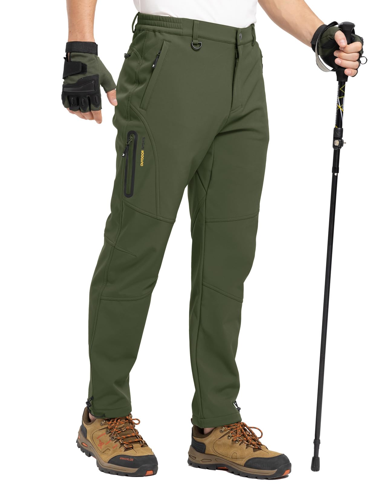 TBMPOY Men's Winter Hiking Pants Fleece Lined Snow Ski Softshell Warm ...