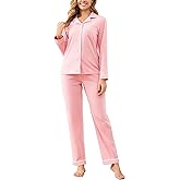 Honypove 100% Cotton Pajama Sets for Women 2 Piece Long Sleeve Button Down Pjs Soft Comfy Ladies Sleepwear Lounge Sets S-XL