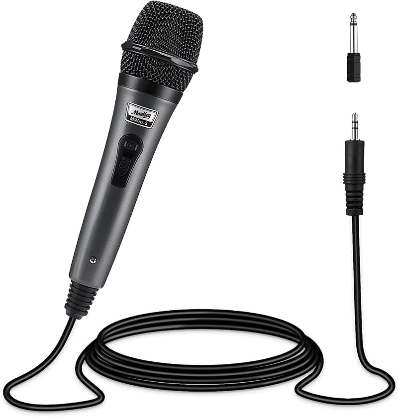 Moukey Dynamic Microphone Cardioid Wired Mic with 13ft Cable Gray