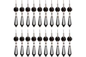 LONGSHENG 20pcs 38mm Replacement Black Chandelier Icicle Crystal Prisms Octogan Crystal Bead for Lamp Decoration