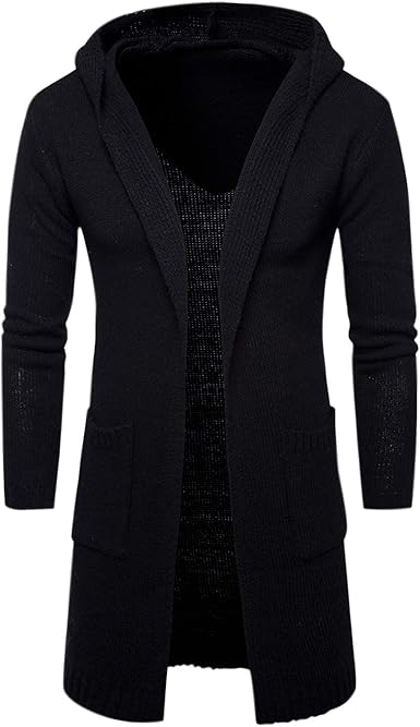 mens long hooded cardigan sweater