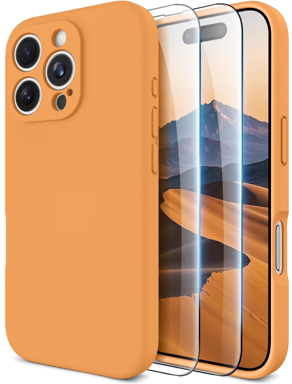 OTOFLY for iPhone 16 Pro Max Case, Compatible with MagSafe, Shockproof Magnetic Silicone Case for iPhone 16 Pro Max,[Military Grade Protection] [2 Pack Screen Protectors], Orange