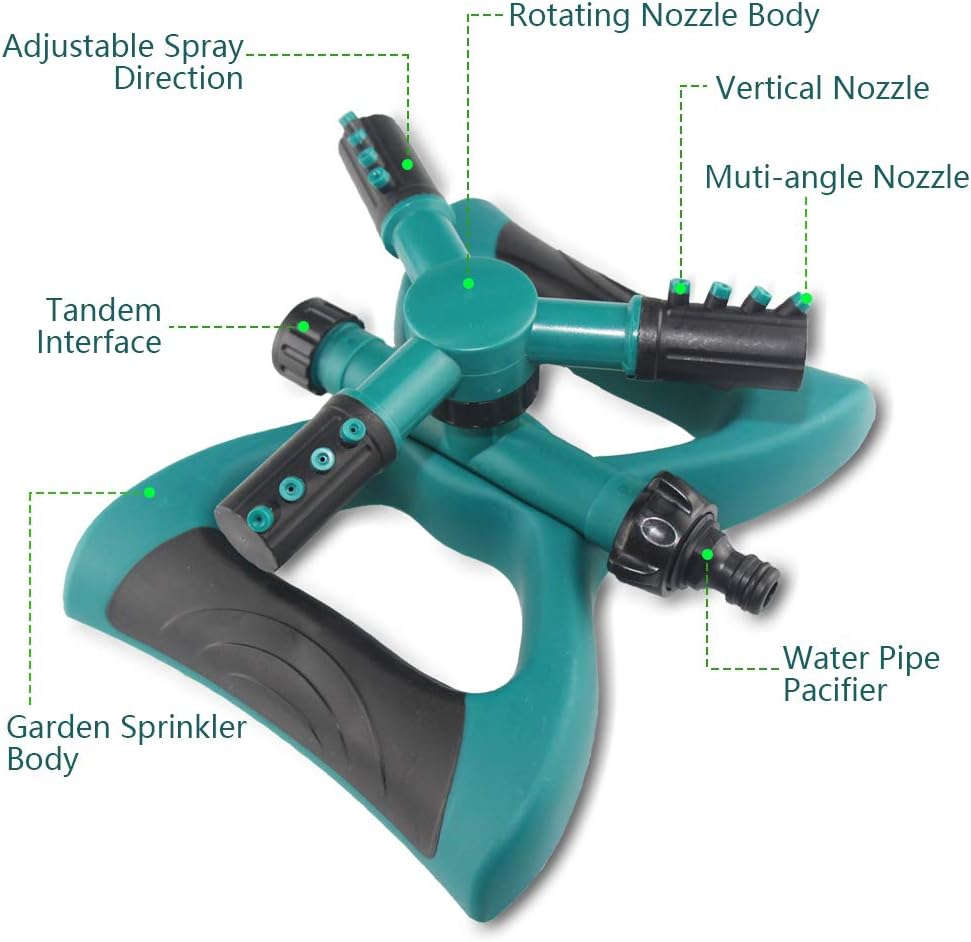 SZMZ Water Sprinkler Lawn Sprinkler, 360 Degree Rotating Durable and Portable Automatic Garden Sprinkler for Yard and Kids, Connected in Series for Large Area Irrigation and Easy to Install : Garden & Outdoor