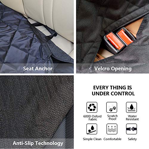 NHILES Dog Bench Seat Cover, Trunks SUV Cars, Washable Waterproof Scratchproof Durable Vehicle Protection with Side Flaps, Pad with Anchors, Universal Fit