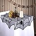 OurWarm PartyTalk Lace Spider Web Table Topper Cloth, 40-Inch Round Black Halloween Tablecloth for Halloween Table Decorations