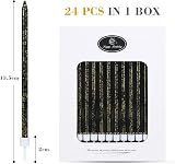 URAQT Metallic Birthday Candles 24 Pcs with Holders 5.1 in Black Glitter view 2