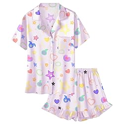 Umeyda Girls Satin Silky Collar V Neck Ruffle Short