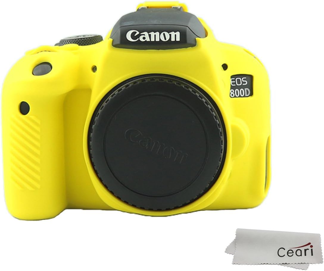 CEARI Silicone Camera Case Rubber Housing Protective Cover for Canon EOS 800D Rebel T7i Digital SLR Camera - Yellow