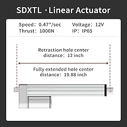 Stroke 7.87inch 220 lbs High-Speed 0.47"/sec 12v