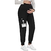 PACBREEZE Women's Maternity Scrubs with 6 Pockets, Workwear Maternity Jogger Scrubs Pregnancy Pants, S-XXL