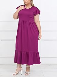Moon Wood Women's 2025 Plus Size Casual Dress Crew