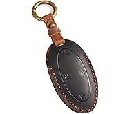 Aoocar Leather Key Fob Cover, Compatible with 2023 2024 2025， No Screw Design Key Holder Protector (7 Button, Black)