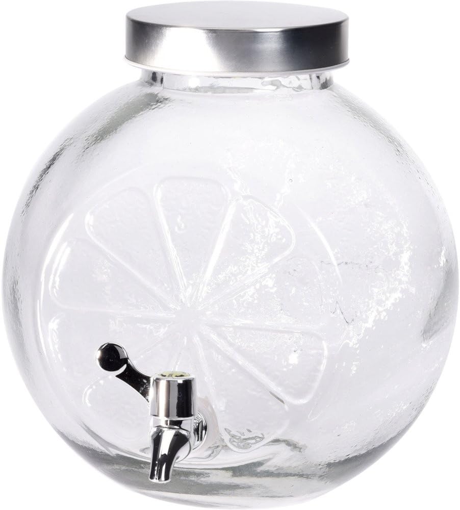 Citrus Fruit 5Lt Glass Party Drink Beverage Water Serving Dispenser Jar with Tap