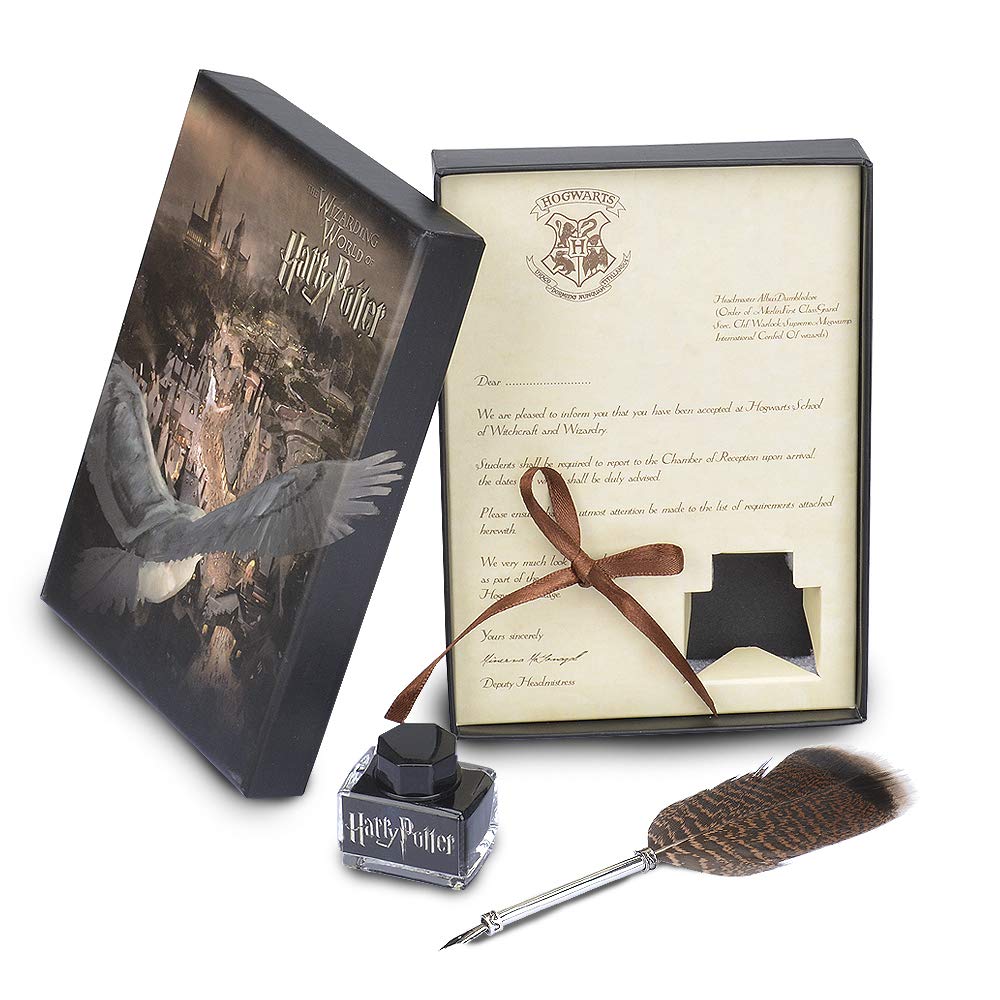 FunSponsor Antique Feather Dip Pen Set, Harry Potter Writing Quill Ink Dip Pen Set Great for Thanksgiving Day Christmas Gifts (Black)