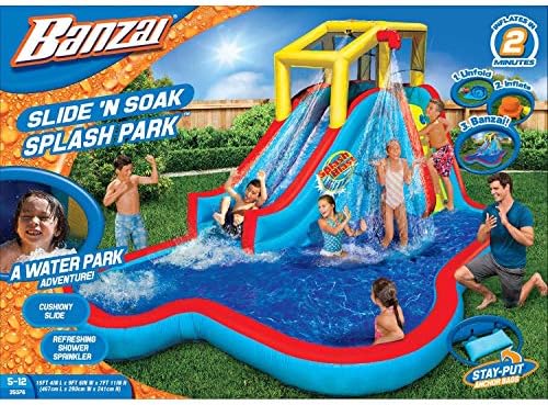 banzai slide n soak splash park inflatable water slide lagoon pool backyard aqua fun