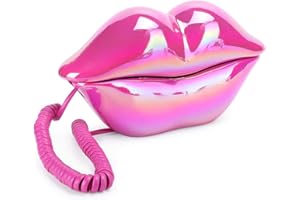 Funny Lip Telephone, with Number Storage Function, Rose Red Landline Telephone Home Desktop Corded Fixed Telephone for Home O