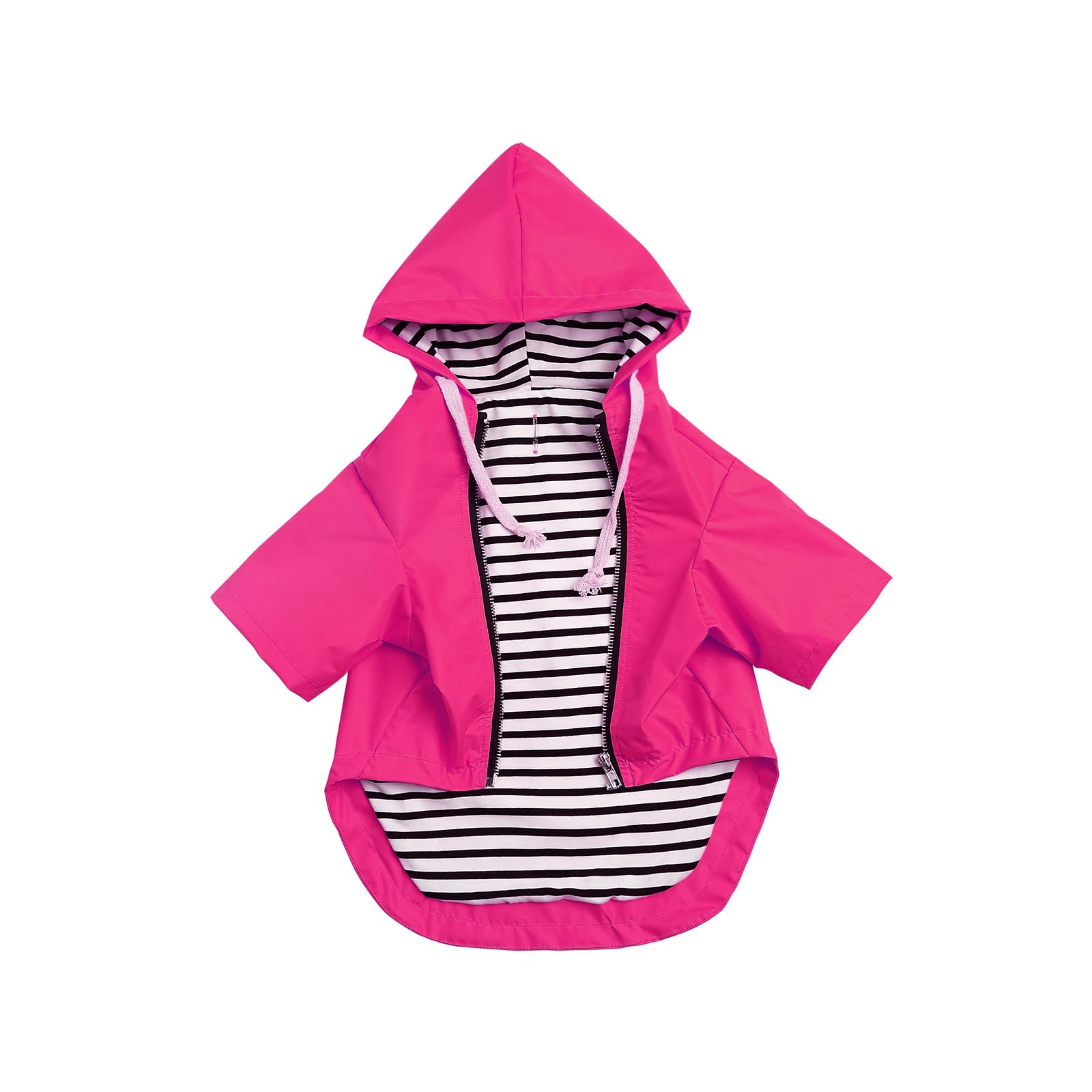 Dog raincoats waterproof dog coats with legs for small medium breeds zip closure storage pocket harness hole - Pink - XXL