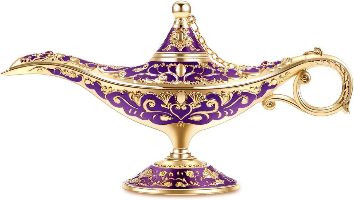 Oil Lamps & Accessories - Gusnilo Vintage Aladdin Magic Lamp Genie Collector's Edition /Wedding Table Decoration,Collectable Rare Classic Arabian Props Aladdin Pot & Delicate Gift for Party/Birthday(Purple)