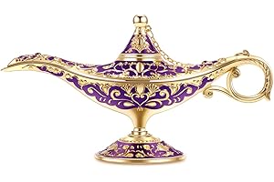 Gusnilo Vintage Aladdin Magic Lamp Genie Collector's Edition/Wedding Table Decoration,Collectable Rare Classic Arabian Props Aladdin Pot & Delicate Gift for Party/Birthday(Purple)