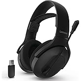 Lenovo Legion H410 Wireless Gaming Headset, Bluetooth or 2.4 GHz USB-A Connection, Lightweight (304 Grams), Adjustable Headband, Flip to Mute Mic, Black