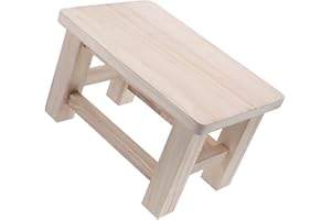 CIYODO Small Solid Wood Step Stool Lightweight Footrest Smooth Edges Multi-Purpose Beige Stool