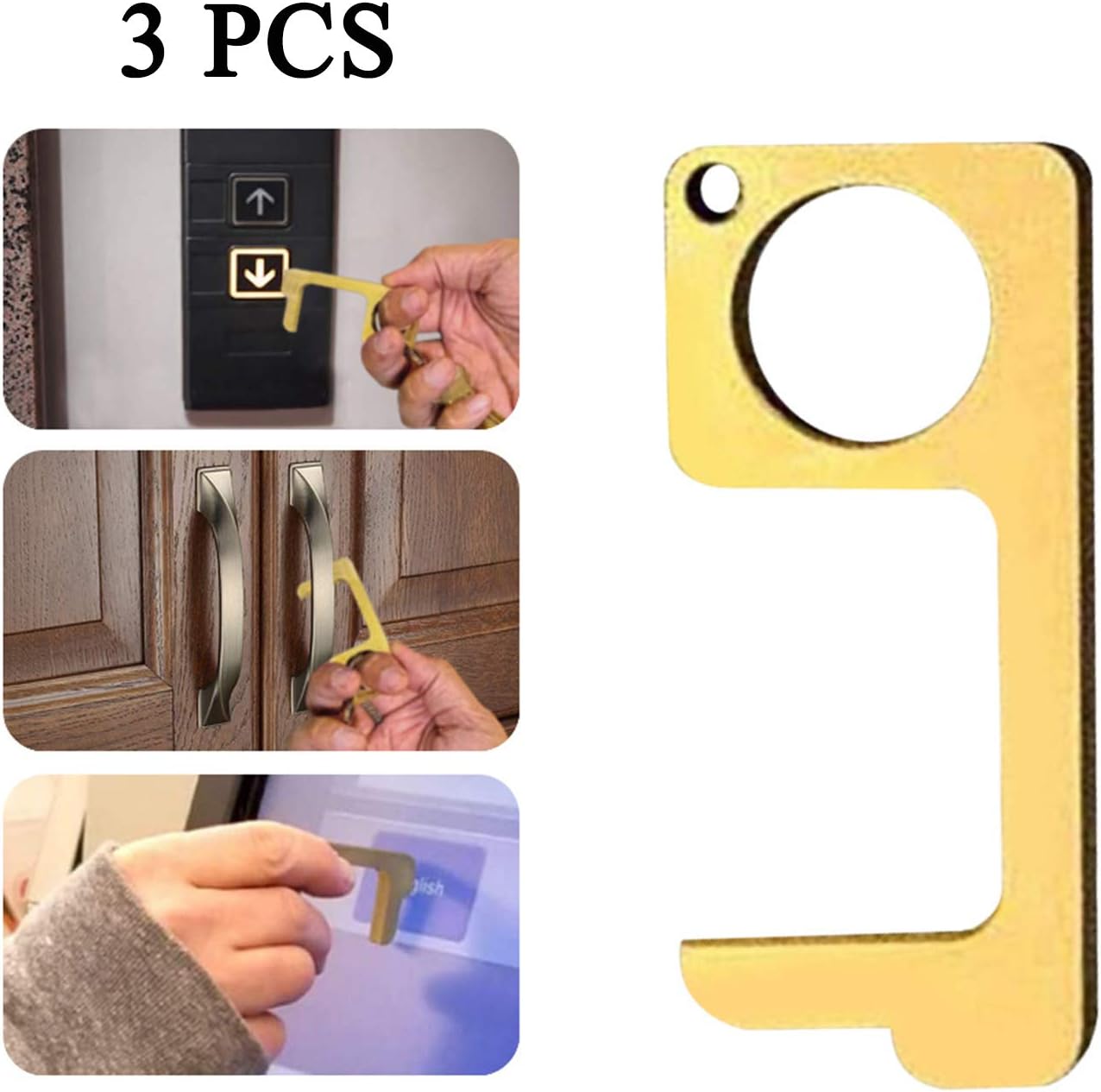 FXMJ Brass Door Opener Hygiene Hand Handheld NonContact Door Opener