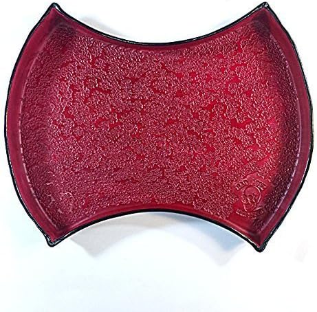 Double Axe Head Shape Leather Valet Tray in Textured Blood Red