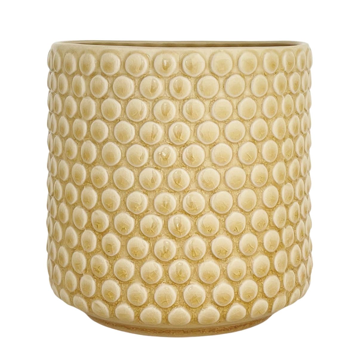 Nordring Ceramic Flower Pot Dotty - colorful Planter, Pot for plants, sukkulents Size L (15,5 cm ø) Dia 6'' H 6'', Stoneware, ivory