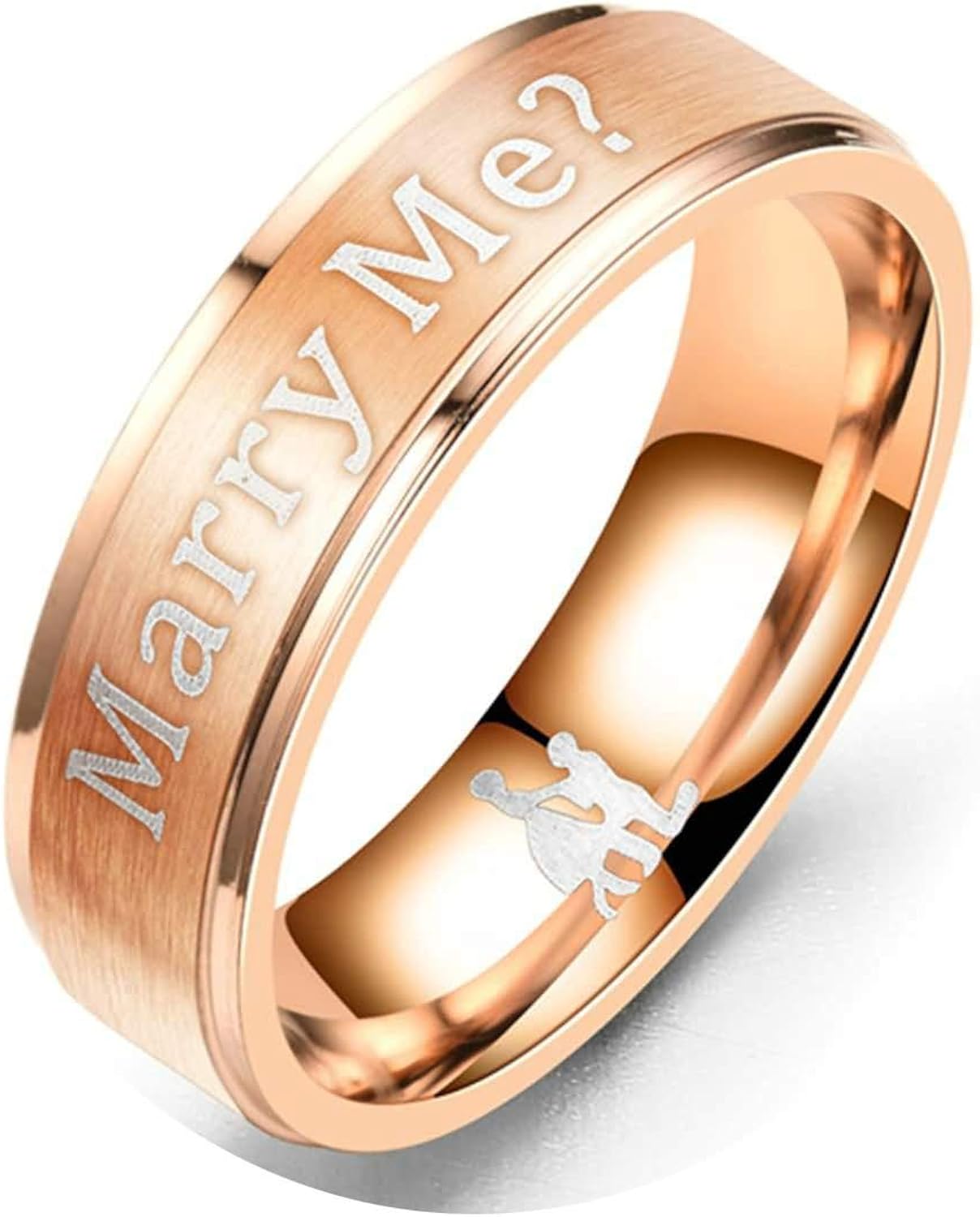 Knsam 1 Pc Mens Rings Stainless Steel Engraved Marry Me Rose Gold Ring Size 10 Amazon Com