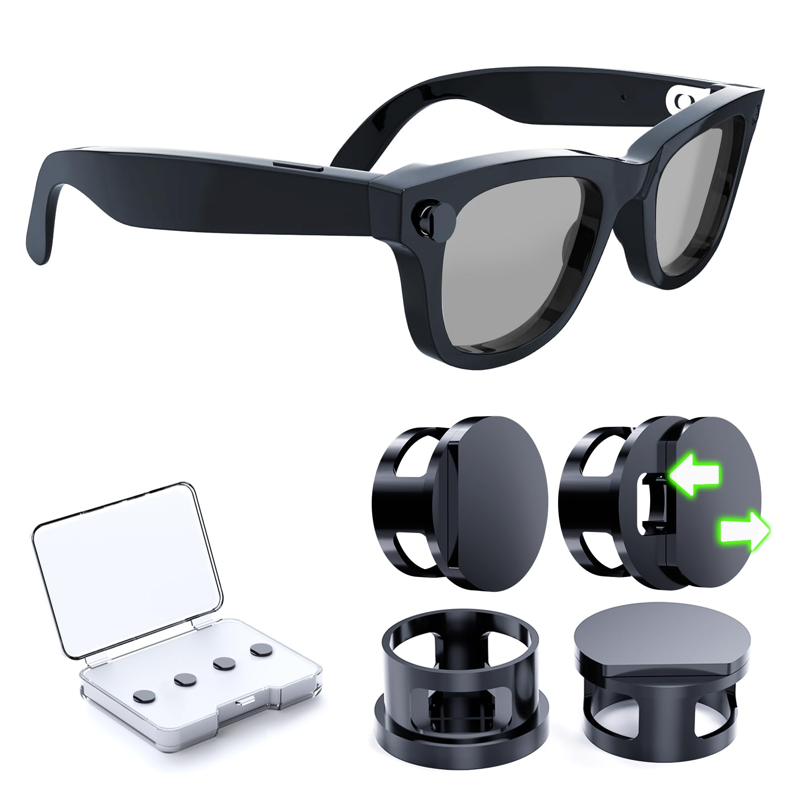 Photo 1 of 4 Pack LED Light Blocking Covers Compatible with Ray-Ban Meta Wayfarer/Skyler/Headliner & Oakley Meta HSTN Smart Glasses Accessories,Adjustable Blackout Light Covers Meta Glasses