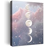 Moon Phases Wall Art Decor, Moon Phases Canvas Poster Print for Home Living Room Dorm Wall Decor W686