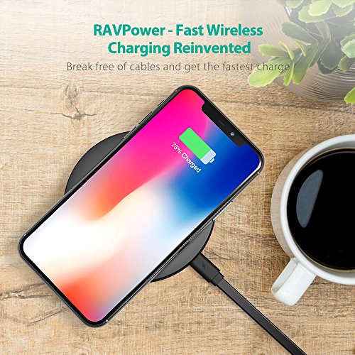 Fast Wireless Charger RAVPower 7.5W Compatible iPhone 12/Mini/Pro/11/ Max/Xs/XR/XS/X/8/8 Plus, with HyperAir, 10W Compatible Galaxy S20,Note20 and All Qi-Enabled Devices