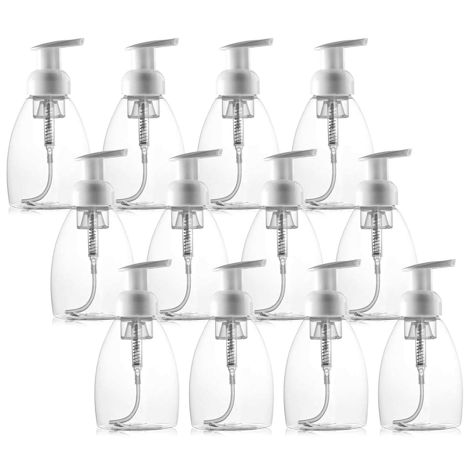 Tebery 12 Pack Foaming Soap Dispensers Pump-Bottles for Liquid Soap, 8.5oz / 250ml, Use with Castile Soap, DIY Liquid Soap, Dish Soap, Body Wash and More