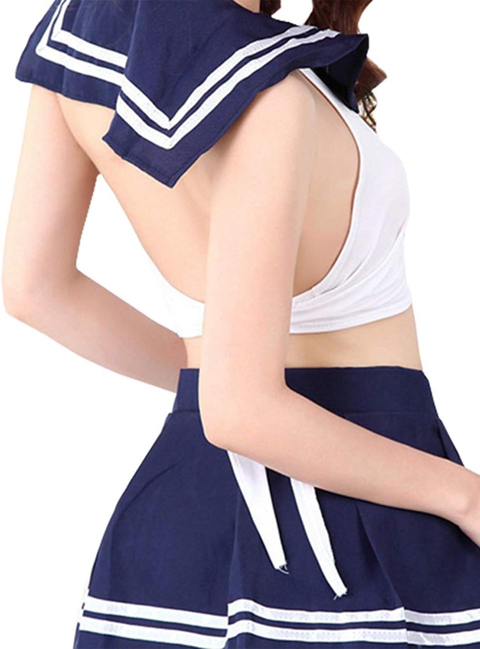 YUANMO Women Sexy Lingerie Schoolgirls Cosplay Sailor Costumes Outfit with Socks, Blue - Image 5