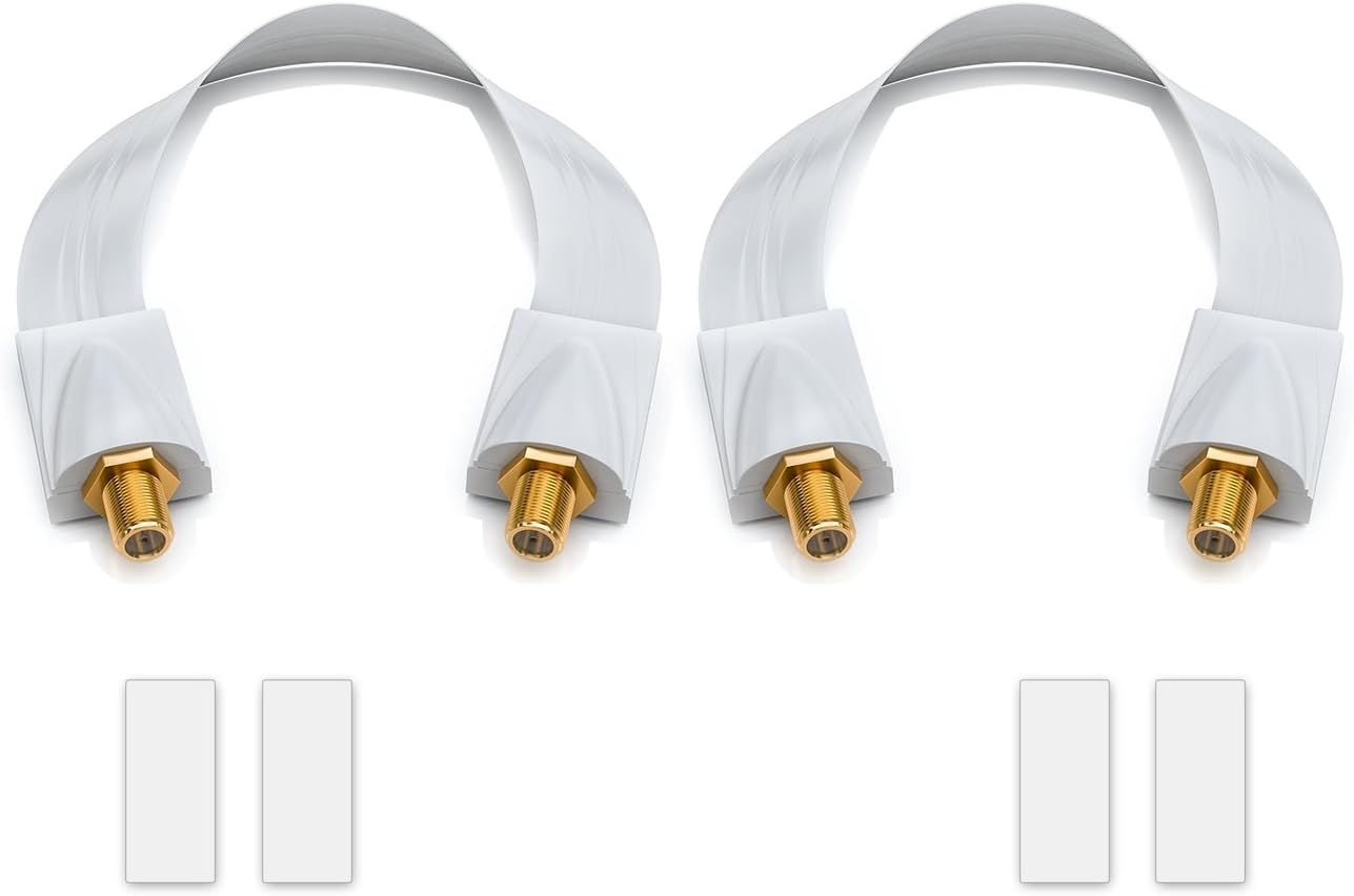 DeleyCon 26cm White Flat SAT Cable Extension with F Connectors, 2 Pack, MK3299, Compatible with All Standard SAT Cables - Image 3