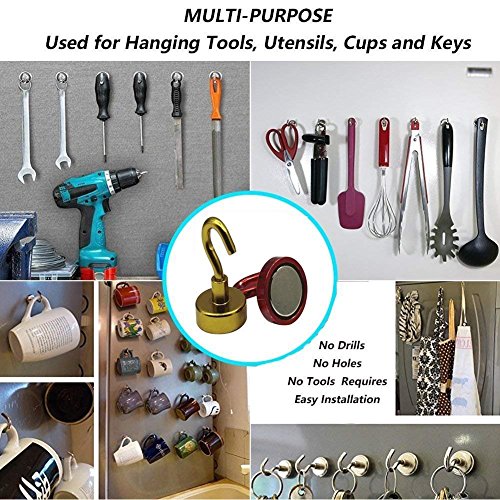 Youngneer Strong Magnetic Hooks 25LBS Multi-Colored Heavy Duty for Cruise Refrigerator Kitchen Powerful Metal Magnet Wreath Grill Tool Utility Hanger Dia 20mm Color 6 Pack