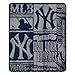 MLB New York Yankees Strength Fleece Throw Blanket 50-inch by 60-inch, Blue