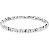 Tennis Bracelet for Women Men, 14K Gold Plated Round 3mm/4mm/5mm AAAA+ Cubic Zirconia CZ Dainty Classic Adjustable Stainless Steel Bracelets Festival Wedding Jewelry Gift