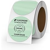 YIKIADA Green Circle Thermal Labels Vinyl 1.5 Inch Self-Adhesive Round Stickers Roll Waterproof Printer Decals Name Tag for QR Code DIY Office Address 500 PCS