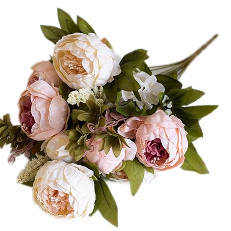 Hosaire Fleurs Artificielles De Bouquets Romantique Pivoine Fleur De Simulation De La Fête Des Mères Décoration Pour Maison Mariage Multicolore