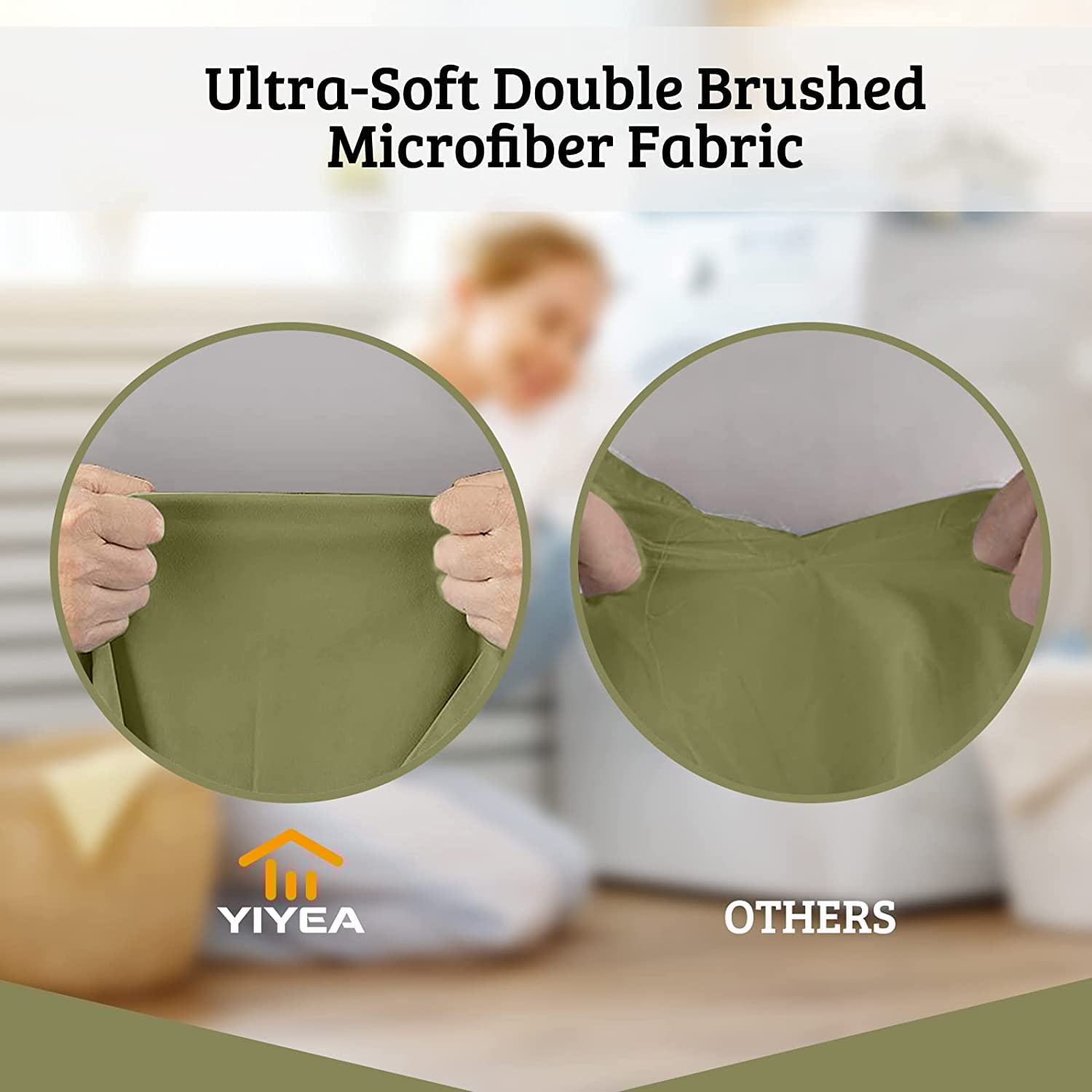 YIYEA Queen Fitted Sheet with Pillowcase, Premium