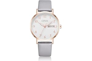 CIVO Womens Watch Leather White: Ladies Waterproof Analog Quartz Watch Fashion Simple Elegant Dress Womens Wrist Watches