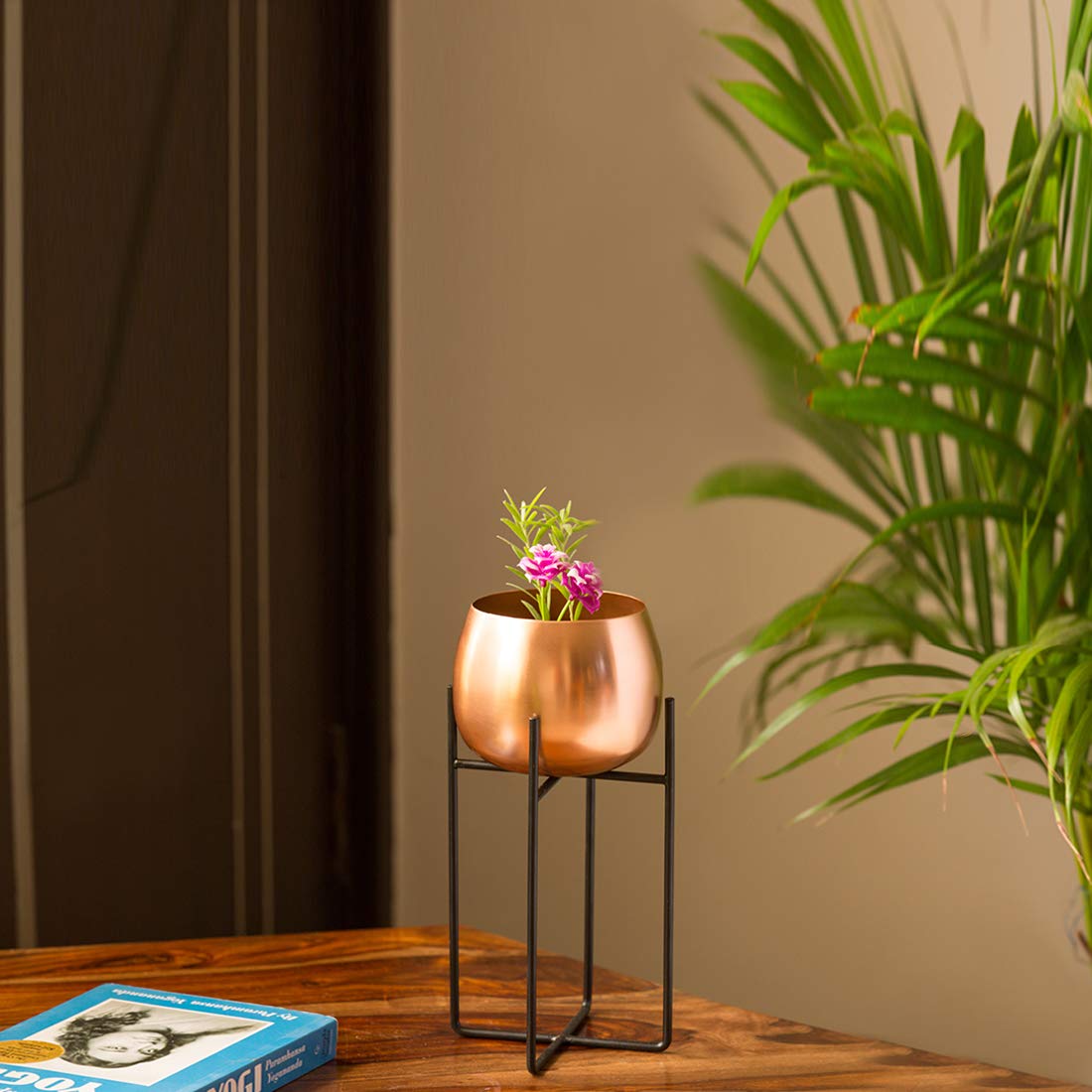 ExclusiveLane The Copper Rounds Table Planters & Pot for Living Room