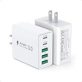 [2-Pack] USB C Fast Charger Block 60W Max Output Multiport Charging Block | 2 USB C &amp; 3 USB A PD3.0 Power Adapter Type C Wall Charger Brick for iPhone 17/16/15/14-11/Pro,iPad,AirPods 4,Galaxy and More