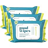 goodwipes Flushable Butt Wipes Made with Vitamin E &amp; Aloe - Soft &amp; Gentle Wet Wipe Dispenser for Home Use, Septic &amp; Sewer Safe - Largest Adult Toilet Towelettes - Shea-Coco, 180 Count (3 Packs)