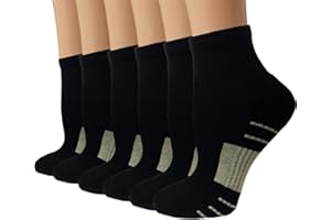 SOOVERKI Copper Compression Socks Women and Men 6 Pairs - Circulation Arch Support Plantar Fasciitis Running Ankle Socks