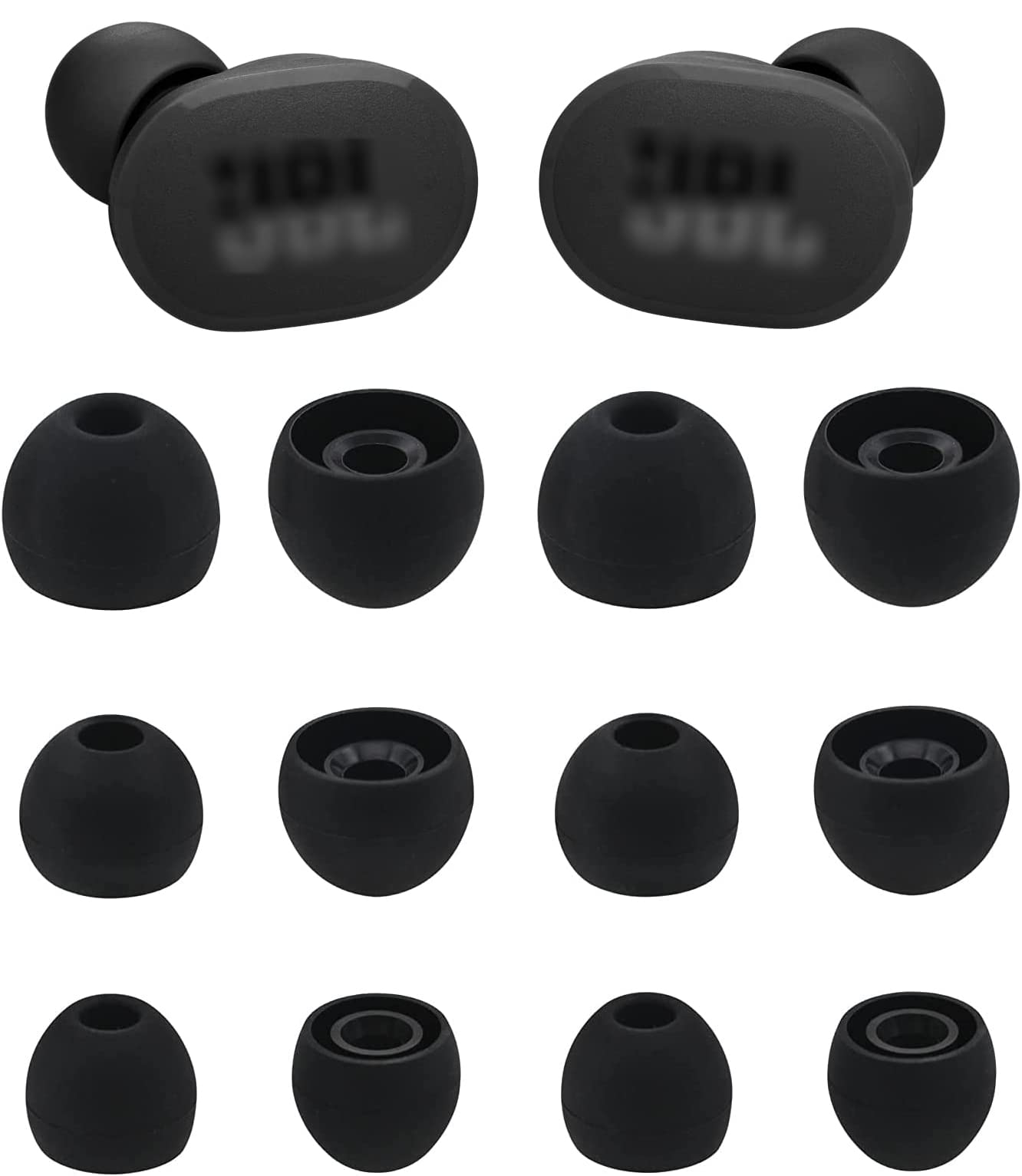Photo 1 of ALXCD Ear Tips Compatible with JBL Tune 130NC TWS in-Ear Earbuds, 6 Pairs S/M/L Sizes Replacement Soft Silicone Earbud Tips Eartips, Compatible with JBL Tune 130NC TWS, Black