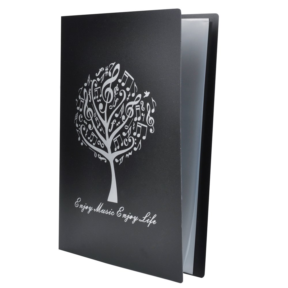 A4 Size Music Sheet File Folder A4 Size Documents Holder Storage Folder 40 Pockets (Music Tree Black)