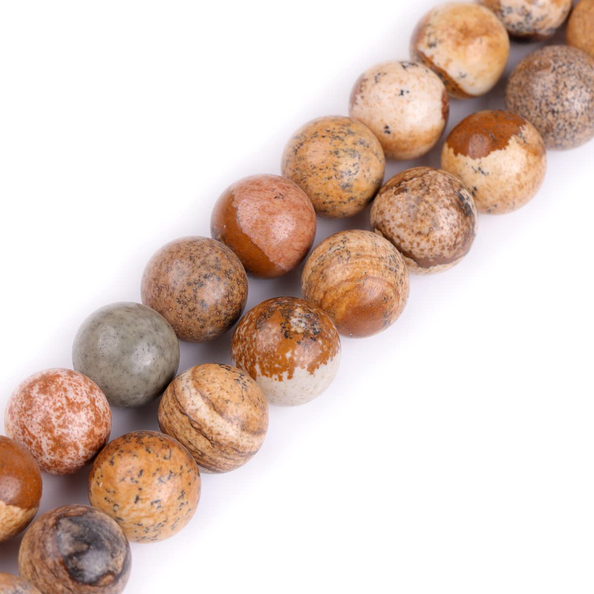 GEM-Inside 12mm Natural Stone Picture Jasper Round Spacer Beads for Jewelry Making Strand 15 inch